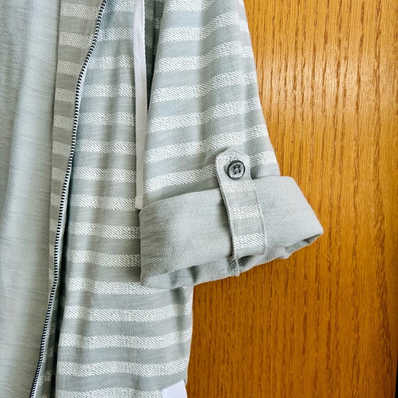 NEW Casual Striped Zip-Up Hoodie, XL, 3/4 Length Sleeves with Rollup Option - Picture 4 of 11